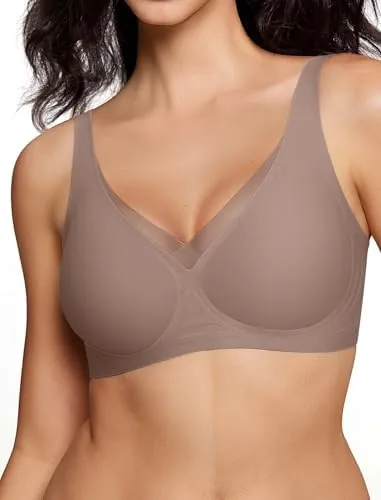 prokloud deep v mesh jelly bras for women no underwire wireless push up bra